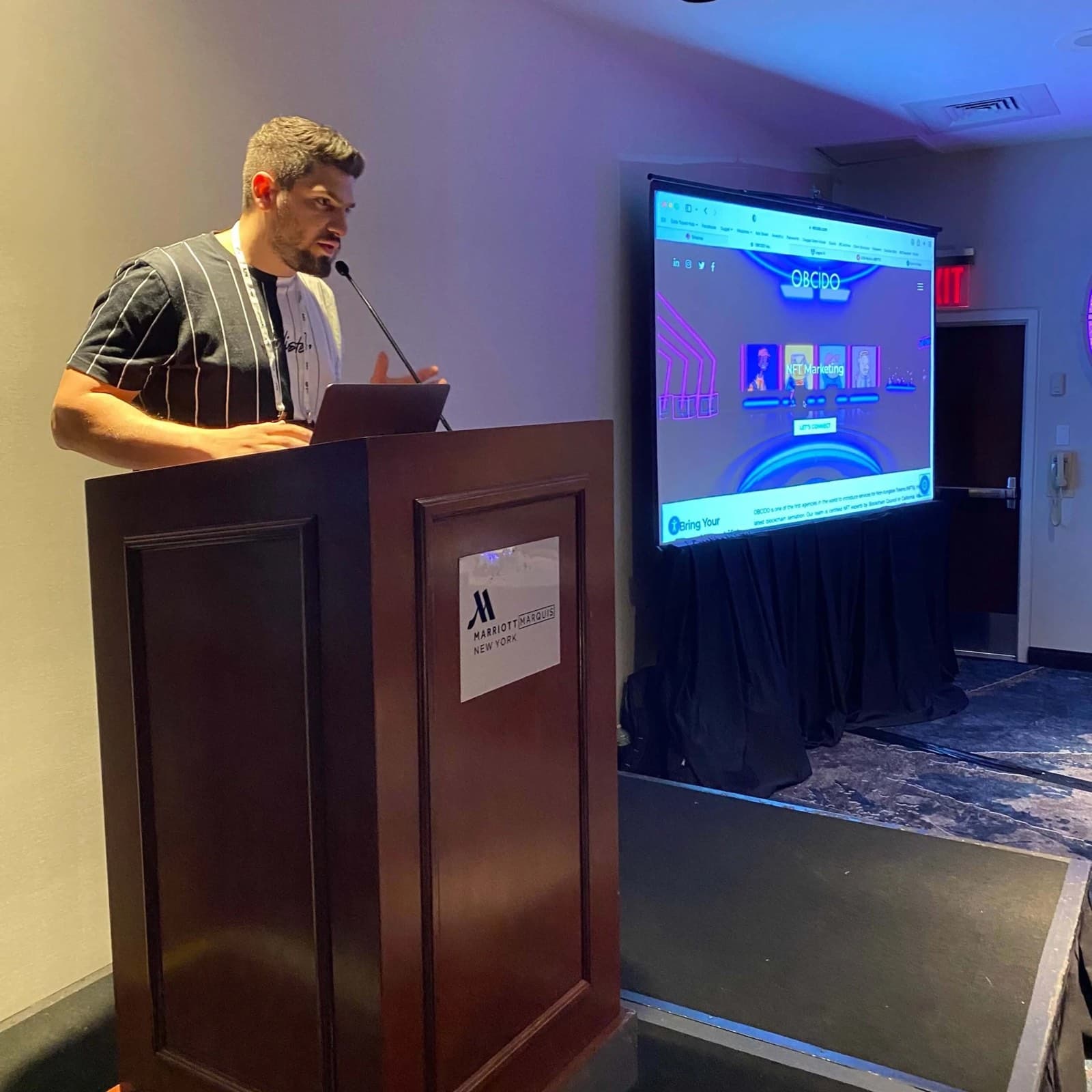 Omar Kandil speaking at NFT NYC, Marriott Marquis New York